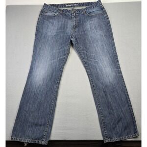 Kenneth Cole Women's Bootcut Jeans Blue Medium Wash Denim Frayed Hem Size 18